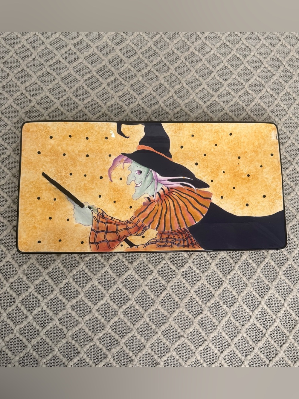Certified International Halloween Witch Platter - Orange, Black, Green, Purple